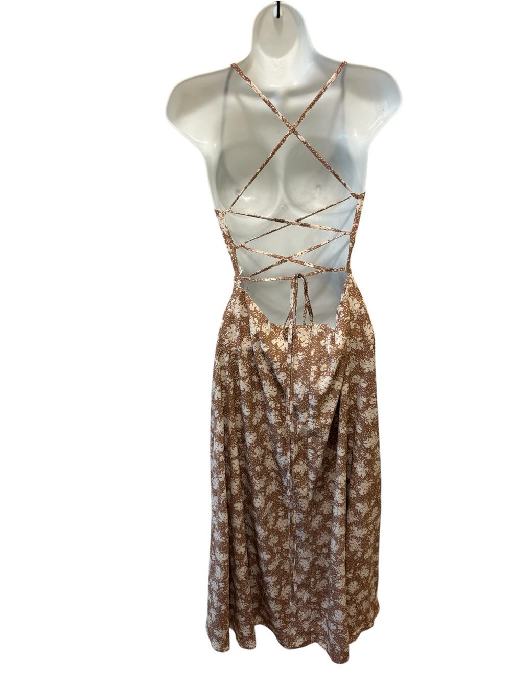 Lulus Picturesque Moments Brown Floral Print Strappy Maxi Dress Sz M Date Night - Picture 6 of 9
